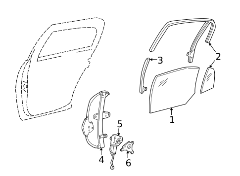 Glass - Rear Door for 2004 Lincoln Town Car #0