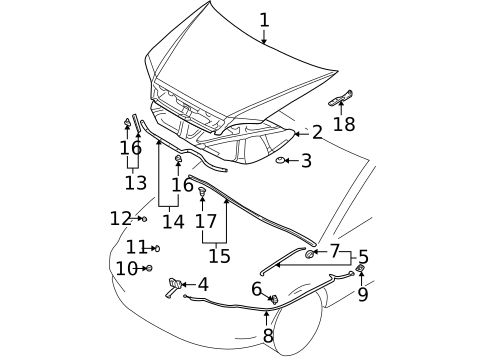 Hood & Components for 2002 Mitsubishi Lancer #0