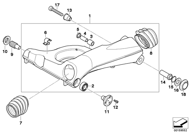 33177709269 - : Rear Swing Arm Asphalt Gray for BMW-Motorrad Image
