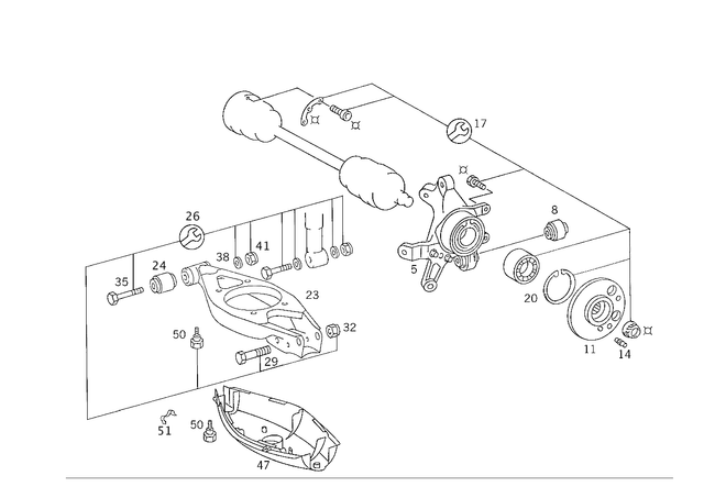 2023503208 - Rear Axle: Wheel Carrier for Mercedes-Benz: 190, 190D, 190E, 200, 200D, 300CE, 300D, 300E, 300SL, 500SL, 600SL Image image