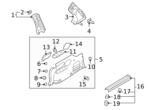 Interior Trim - Side Panel for 2007 Hyundai Entourage #1
