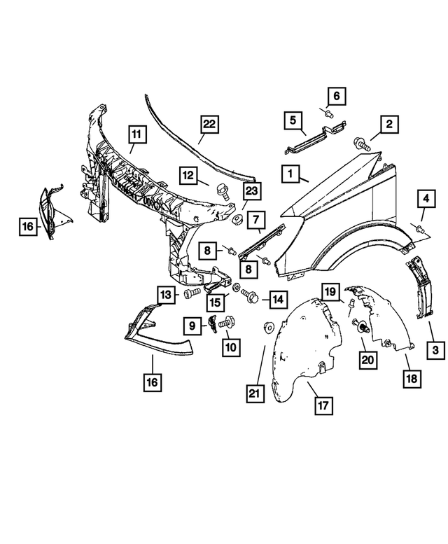 68009877AA - Body Sheet Metal Except Doors: Front Fender, Right for Dodge: Sprinter 2500, Sprinter 3500 Image