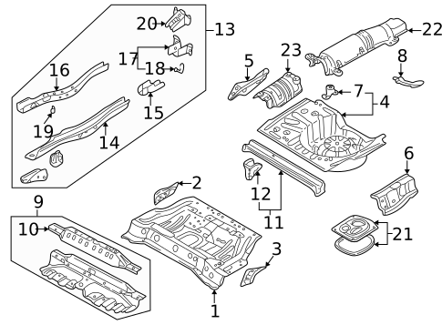 Rear Floor & Rails for 2003 Mazda Protege5 #0