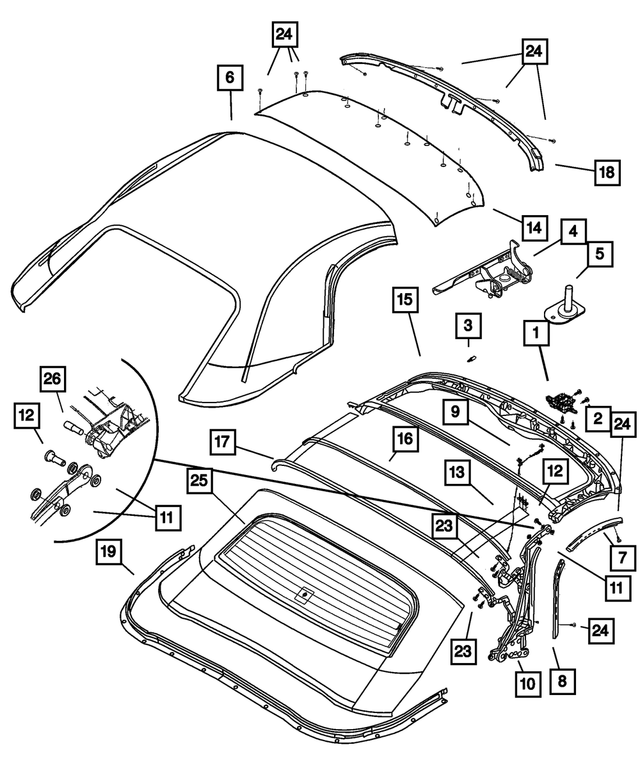 5029082AD - Body Sheet Metal Except Doors: Folding Top Cover for Mopar Image