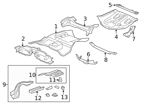 Rear Floor & Rails for 2015 Honda Crosstour #0