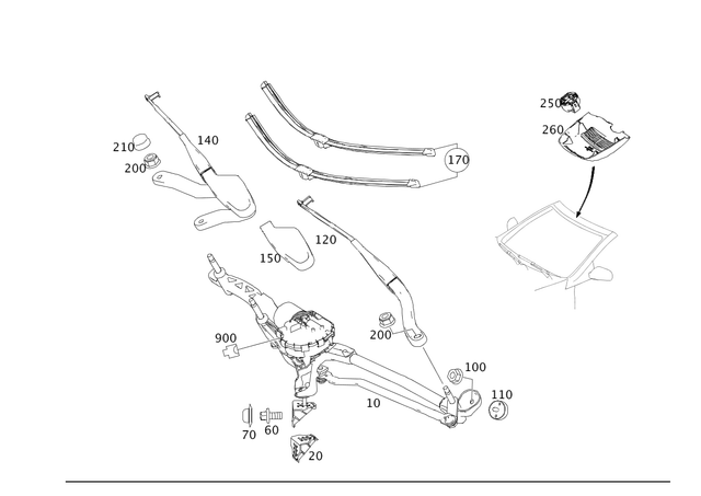 2128201800 - Electrical System: Parts Kit, Wiper Blade for Mercedes-Benz Image image