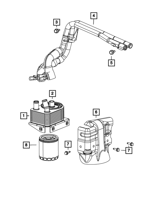 5048442AB - Engine: Oil Cooler Tube And Hose, Mounting for Mopar Image