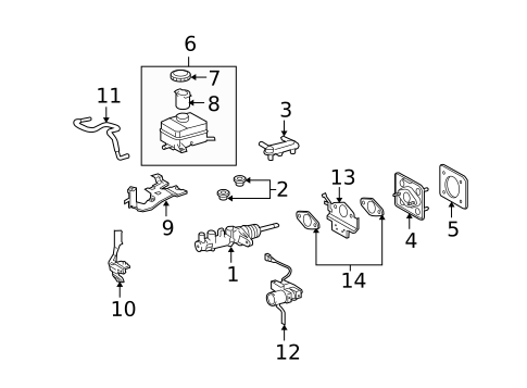 Master Cylinder - Components On Dash Panel for 2006 Toyota Highlander #0