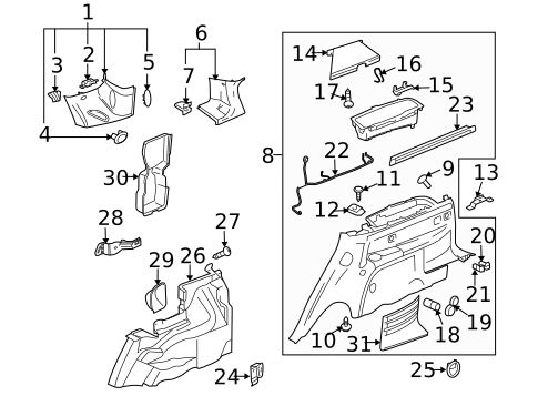 Interior Trim - Quarter Panels for 2007 Cadillac SRX #0