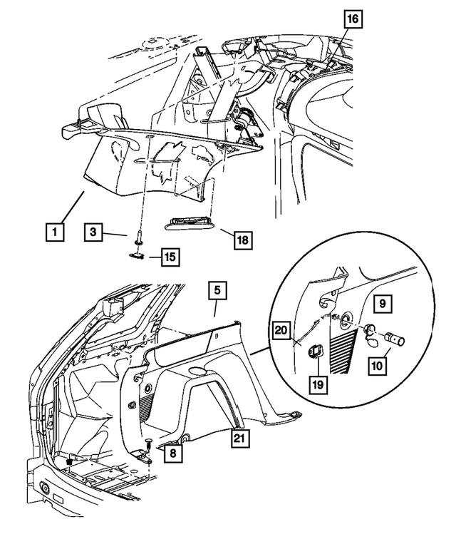 « TW48DW1AE – Interior Trim : Montant D Moulure, Côté Droit pour Mopar Image »