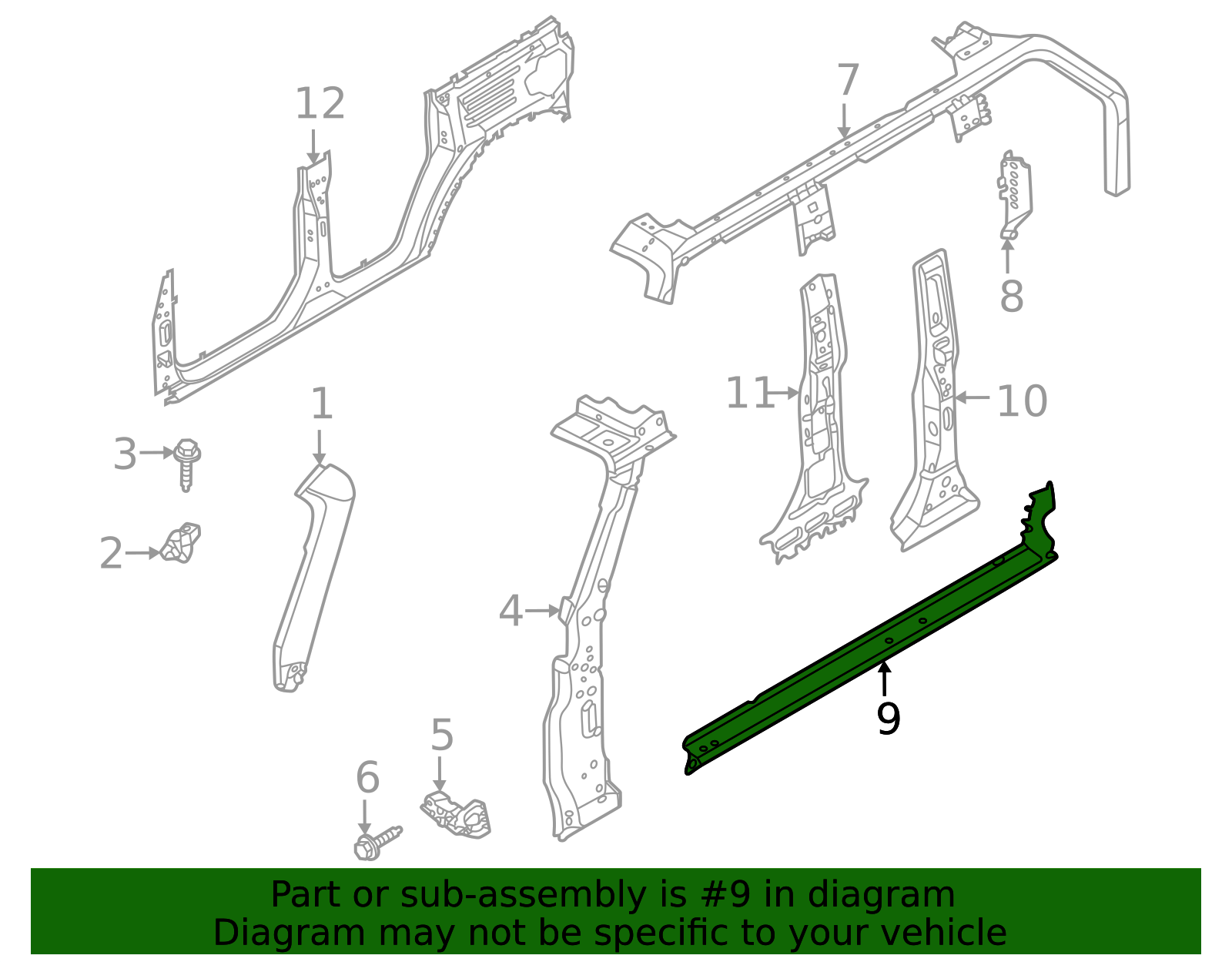2021-2025 Ford Bronco Inner Rocker M2DZ-7810129-A | QuirkParts