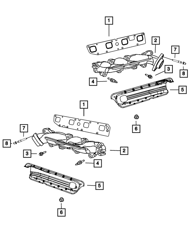 « 53013855AC – 5.7L Gas; Engine : Collecteur D`échappement Ecran, Côté Gauche pour Mopar Image »