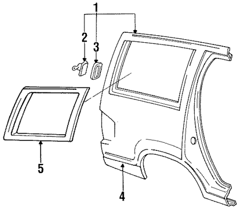 Glass & Hardware for 1993 Ford Explorer #1