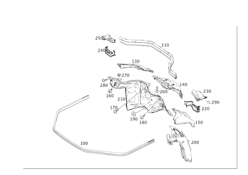 Engine Compartment Partition Wall, Wheel Well Detachable Parts for 2012 Mercedes-Benz ML550 #0