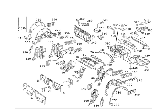 2306100020 - Substructure: Crossmember, Rear Seat for Mercedes-Benz: SL500, SL55 AMG, SL550, SL600, SL63 AMG, SL65 AMG Image image