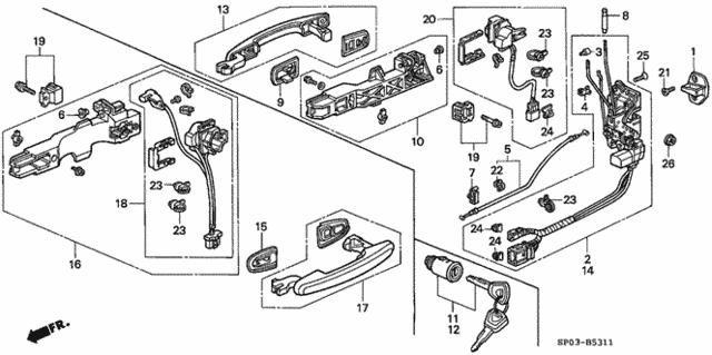 Front Door Locks (2) for 1995 Acura Legend #0