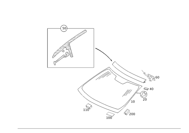 2116700301 - Windows: Windshield for Mercedes-Benz: E320, E500, E55 AMG Image image