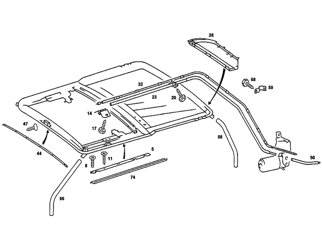 1267822226 - Electric Sliding/Lifting Roof: Rail for Mercedes-Benz: 190, 190D, 190E, 300CE, 560SEC Image image