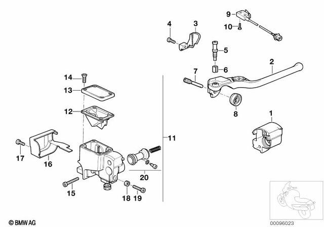 32722314072 - Steering: Hand Lever, Adjustable, Black, Right -  for BMW-Motorrad Image