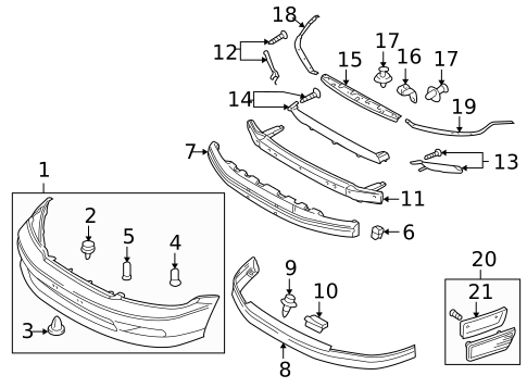 Bumper & Components - Front for 2002 Mitsubishi Lancer #0