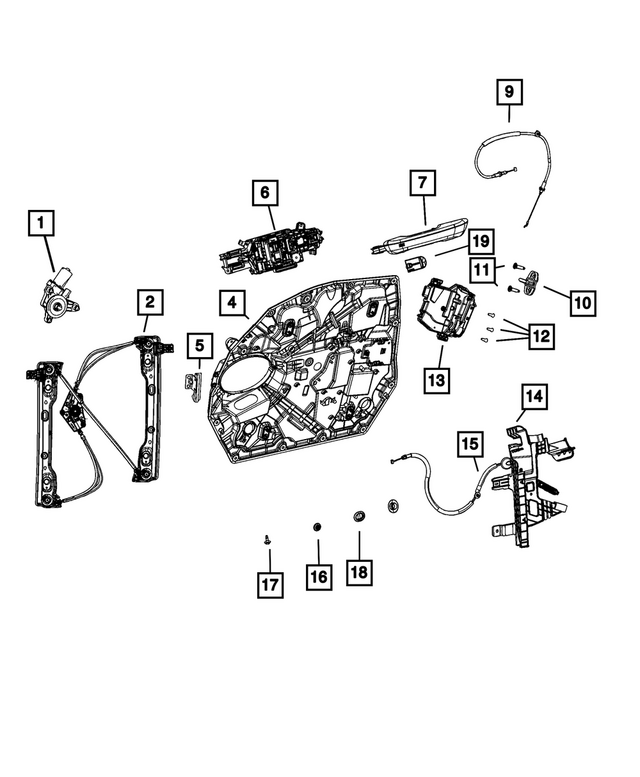 7BF431W7AF - Doors, Door Mirrors and Related Parts: Exterior Door Handle, Left for Mopar Image