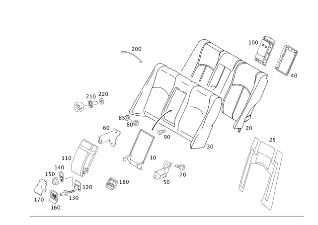 2198460027 - Rear Seat Bench: Cover for Mercedes-Benz: CLS500, CLS55 AMG, CLS550, CLS63 AMG Image image