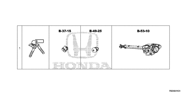 Key Cylinder Set for 2017 Honda Ridgeline #0