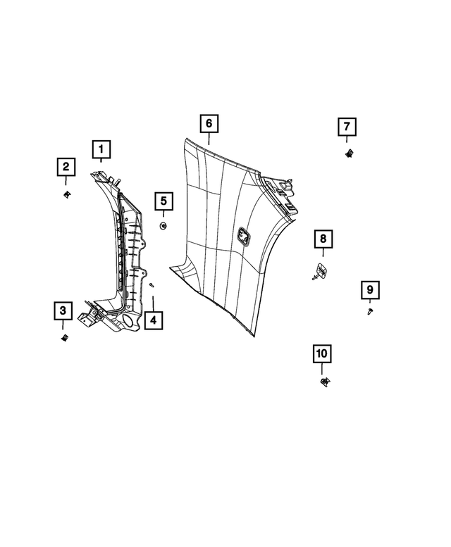 6ML28SA5AC - Interior Trim: D Pillar Molding, Right for Mopar Image