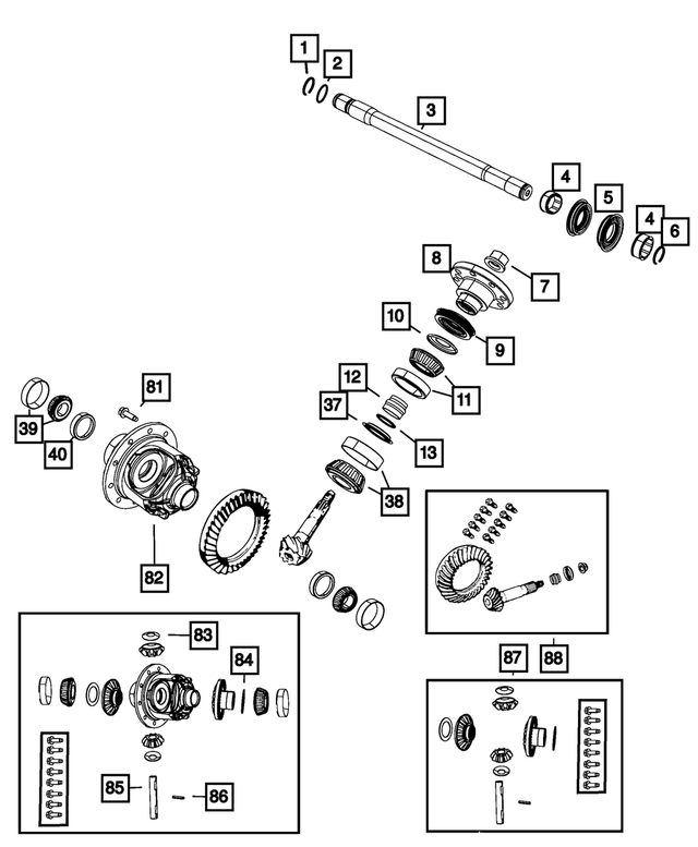 68019327AA - Front Axle; Dana 186 MM; Differential and Drive Line: Axle Shaft Snap Ring, Inboard for Mopar Image
