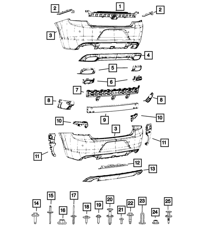68488594AA - Frame, Bumper and Fascia: Rear Upper Fascia for Mopar Image
