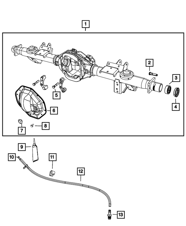 68040899AB - Rear Axle; Corporate 9.25; Differential and Drive Line: Rear Axle Housing for Mopar Image