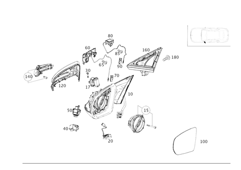 Outside Mirror, Left for 2018 Mercedes-Benz E43 AMG #0