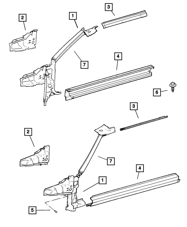 « 55235621AD – Body Sheet Metal Except Doors : Avant Montant, Côté Gauche pour Mopar Image »