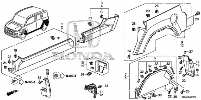 Rear Cladding - Side Sill Garnish (2) for 2010 Honda Element #0