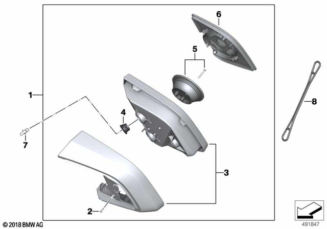 51167722358 - Body Equipment: Right Rear View Mirror -  for BMW-Motorrad Image image