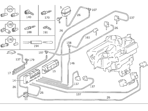 Heating/Automatic-Air-Conditioner Vacuum Parts for 1993 Mercedes-Benz 500SEC #0
