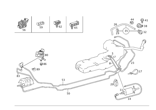 1634702864 - Fuel System: Line for Mercedes-Benz: ML320, ML430, ML55 AMG Image image