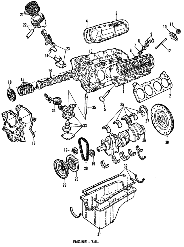 XW7Z6D309CGA - Engine: Main Bearings for Ford: E-350 Econoline, E-350 Econoline Club Wagon, F-250, F-250 HD, F-350 Image
