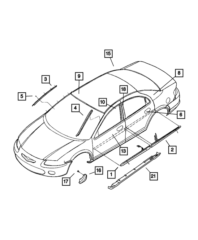 68001562AA - Exterior Ornamentation: Front Door Molding for Mopar Image
