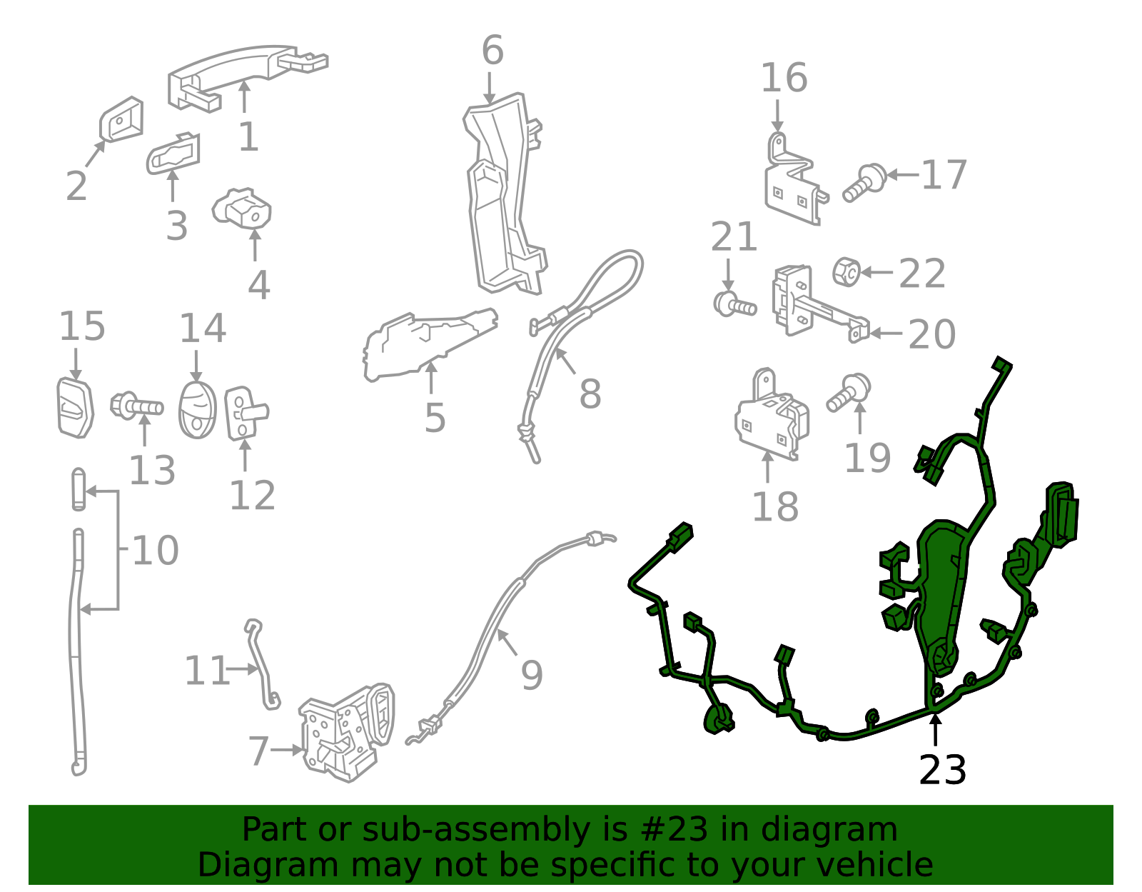 2020-2023 Cadillac XT4 Front Driver Side Door Wiring Harness 84744684