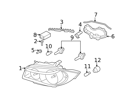 Headlamp Components for 2012 BMW 128i #1