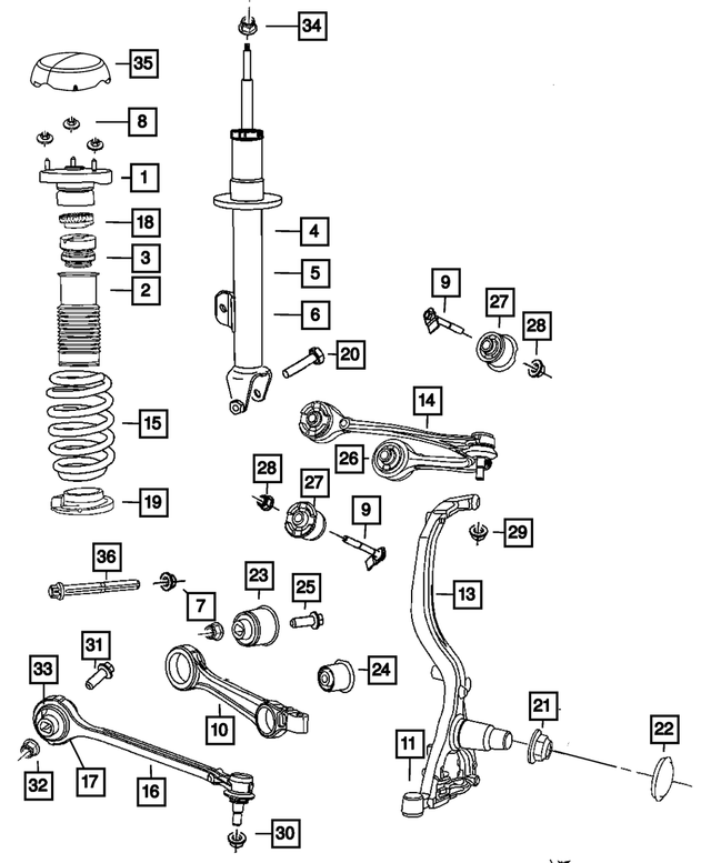 « 5181349AD – Front Suspension : Suspension Trs D'amortisseur, Côté Droit pour Mopar Image »