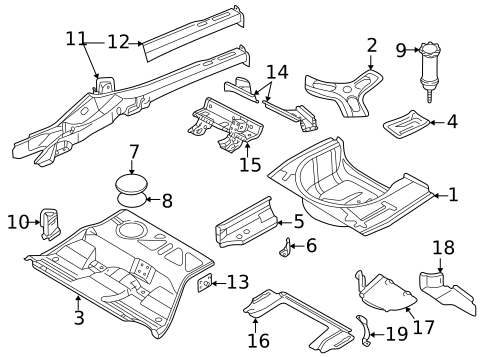 Rear Floor & Rails for 2001 Volkswagen Passat #2