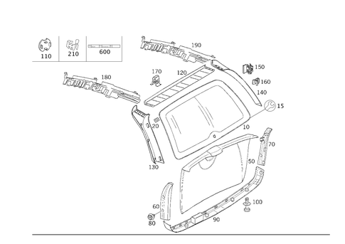 Rear Panel Door Attachment Parts, Rear Panel Door Window for 2001 Mercedes-Benz C240 #0