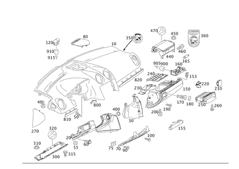 Instrument Panel with Glove Box, Body Parts for Passenger Airbag for 2011 Mercedes-Benz ML63 AMG #0