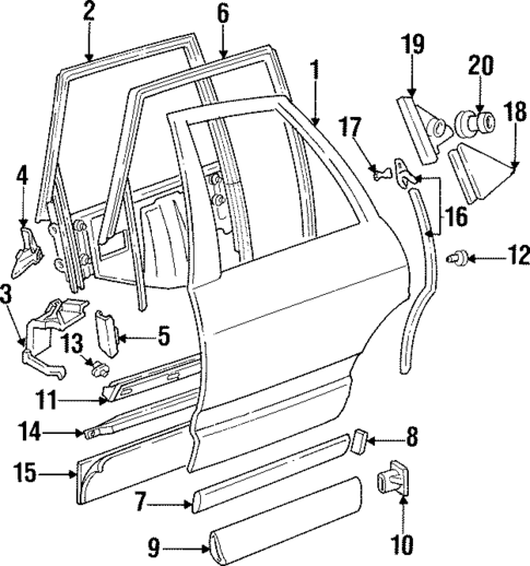 Door & Components for 1994 Audi 90 Quattro #1