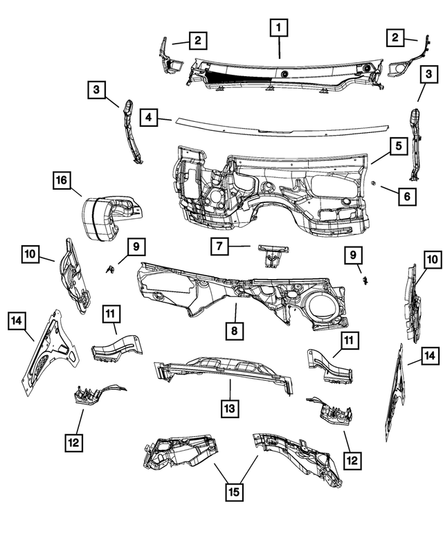 68260207AC - Body Sheet Metal Except Doors: Cowl Side Trim Panel, Left for Mopar Image
