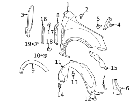 Exterior Trim - Fender for 2009 Saturn Vue #0
