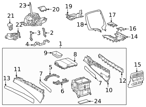 Front Console for 2023 Lexus LX600 #1