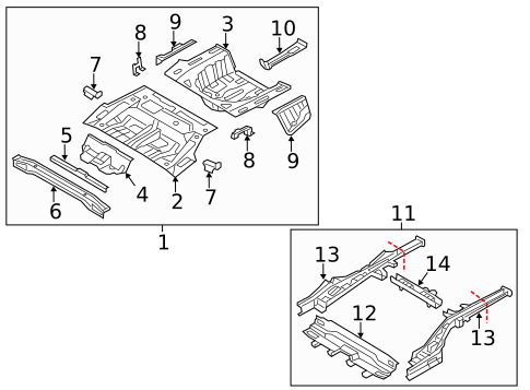Rear Floor & Rails for 2014 Kia Cadenza #0